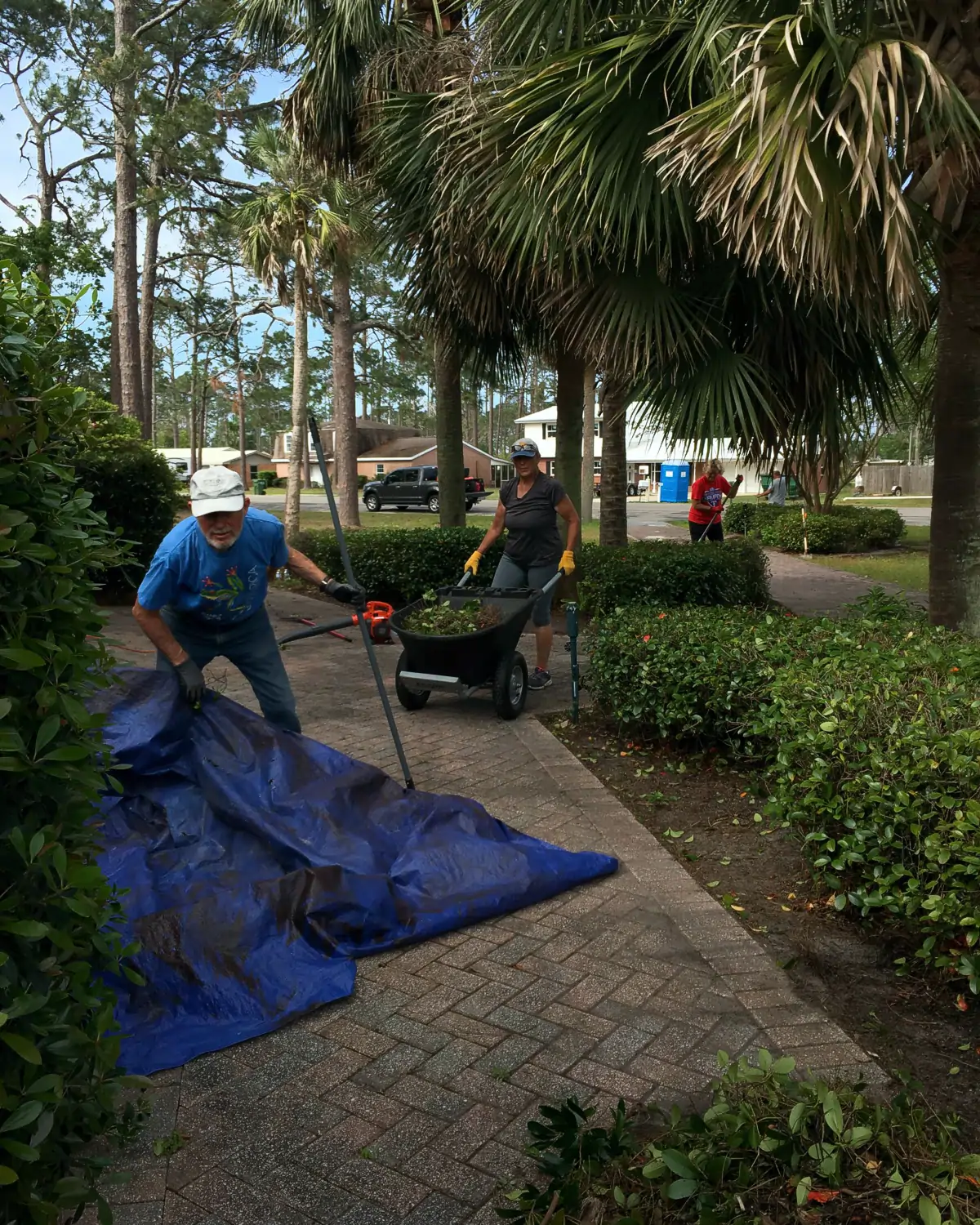 Volunteer workers for yard cleanup