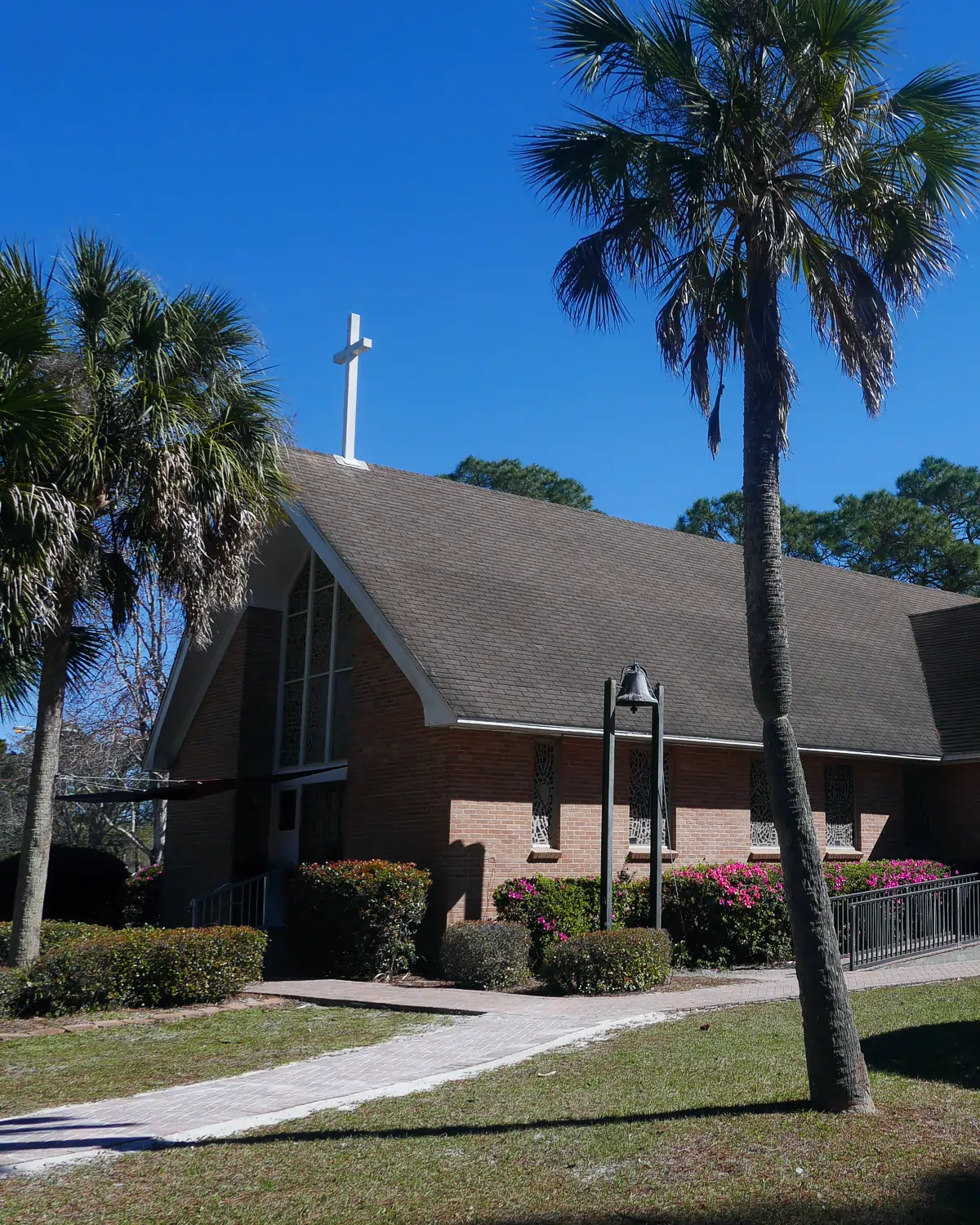 Front angle photo of the front of St. Joseph church in Port St. Joe